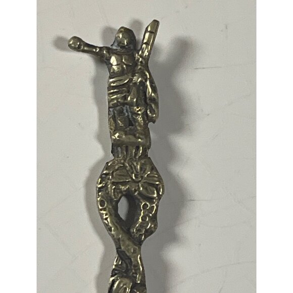 Vintage Ornate Brass & Silver-Plated Flatware Set With Figural Handles - Picture 4 of 7